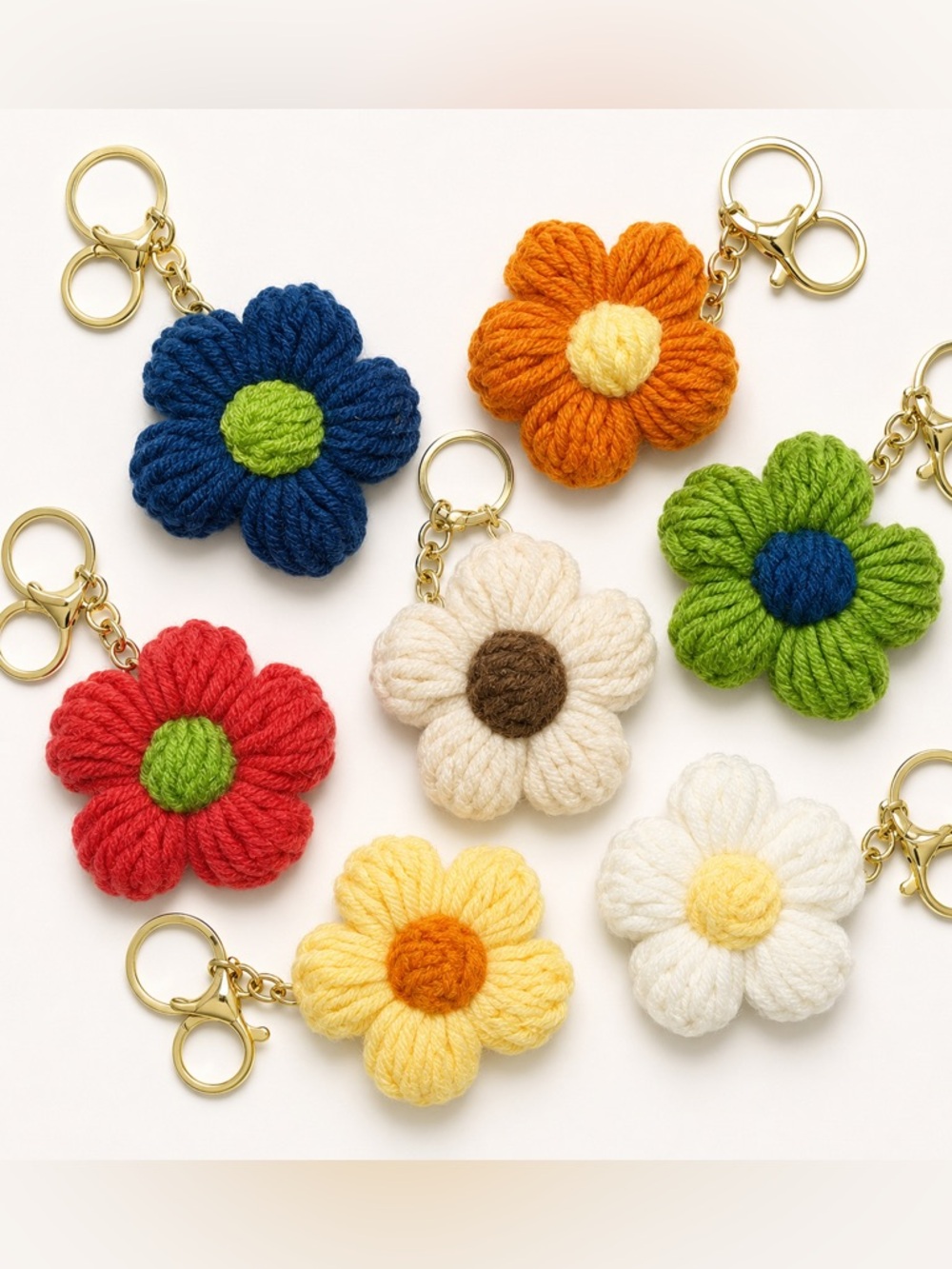 Crochet Flower Keychain Purse Charm – Choose Your Color